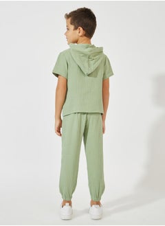 Styli Solid Textured Hooded Top & Jogger Set  - Image 5