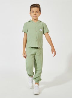 Styli Solid Textured Hooded Top & Jogger Set  - Image 2