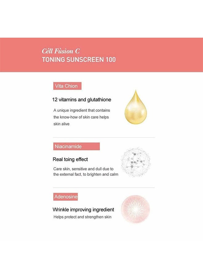 Cell Fusion C - Toning Sunscreen 100, SPF 50+ PA++++, Tone Up and Brightening - Image 1