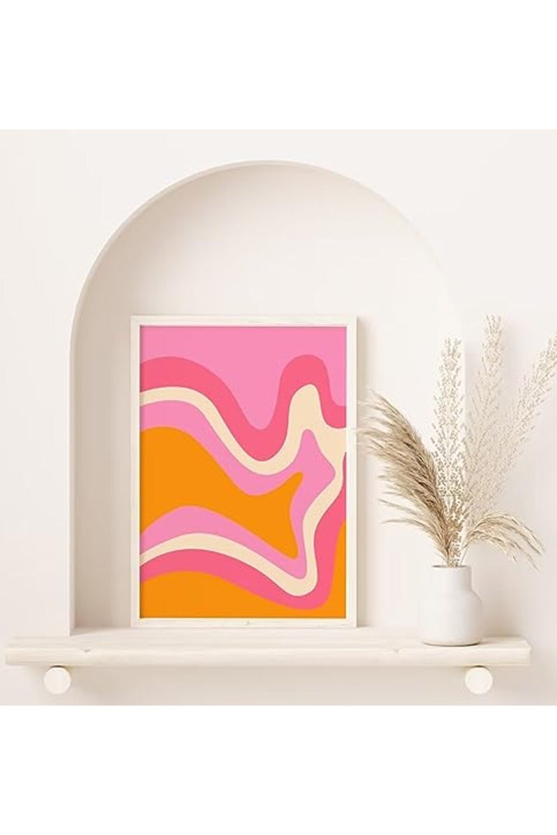 Baccone Pink Retro Wall Art 70s Canvas Wall Decor 60s Disco Preppy Wall Art Orange Pictures Fashion Girl Posters Trendy Artwork Vintage Prints Set of 5 for Room Bedroom 12x16 Inch Unframed - Image 5