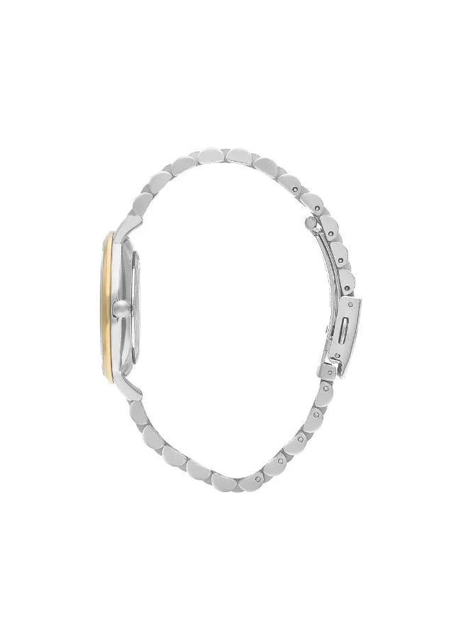 لي كوبر Lee Cooper Women's 2035 Movement Watch, Analog Display and Metal Strap - LC07548.220, Silver