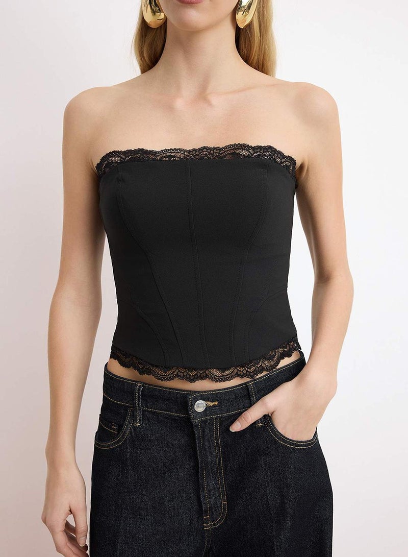trendyol Black Lace Detailed Woven Finike Bustier Tprss26Bs00009 - Image 3