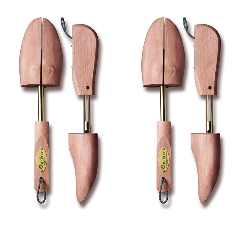 Woodlore Womenâ€™s Cedar Wood Shoe Trees Adjustable 2-Pack (For 2 pair of Shoes), Aromatic, USA Made (Small Fits Sizes 5-7.5)