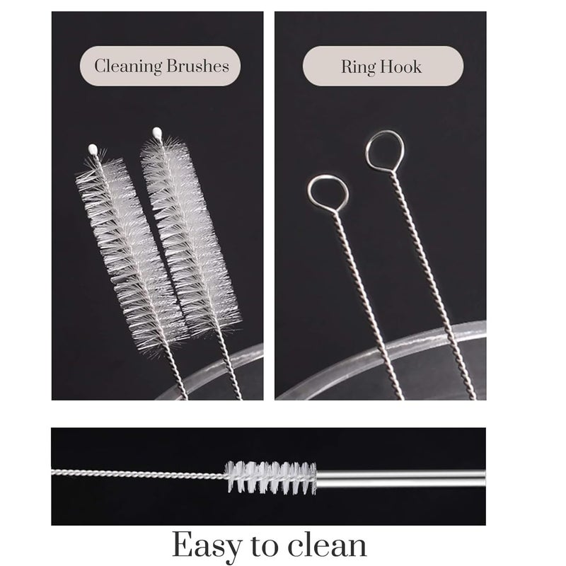 HUNCHA Metal Straws Stainless Steel Straws 10.5" Drinking Straws Reusable, Perfect for Cocktail, Cleaning Brush for 20/30 Oz Perfect for Yeti, Trail, Tumblers, Bars(2 Straight | 2 Brush) - Image 5