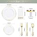 Bestluck 350PCS White and Gold Plastic Plates for 50 Guests Disposable Dinnerware Set Includes 100 Disposable Plates 150 Gold Silverware 50 Cups 50 Napkins for Party Wedding - Image 4