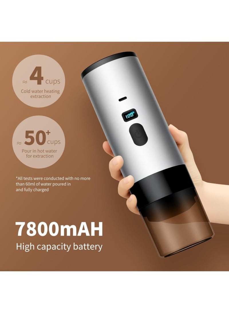 تشانجلي ماكينة صنع القهوة المحمولة 3 في 1، ماكينة إسبريسو، ماكينة صنع القهوة ذاتية التسخين للسفر متوافقة مع كبسولات NS و DG والقهوة المطحونة، ماكينة إسبريسو صغيرة للسيارات والتخييم والمشي لمسافات طويلة مع حامل - Image 3