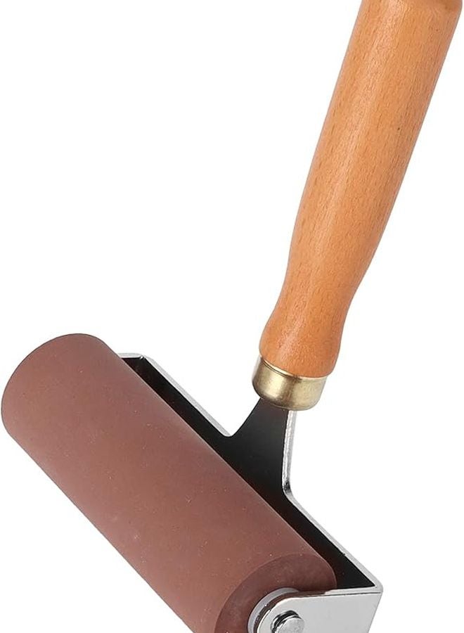 Rubber And Composite Wood Roller For Printmaking Scrapbooks High Elasticity Nonslip Handle - Image 1