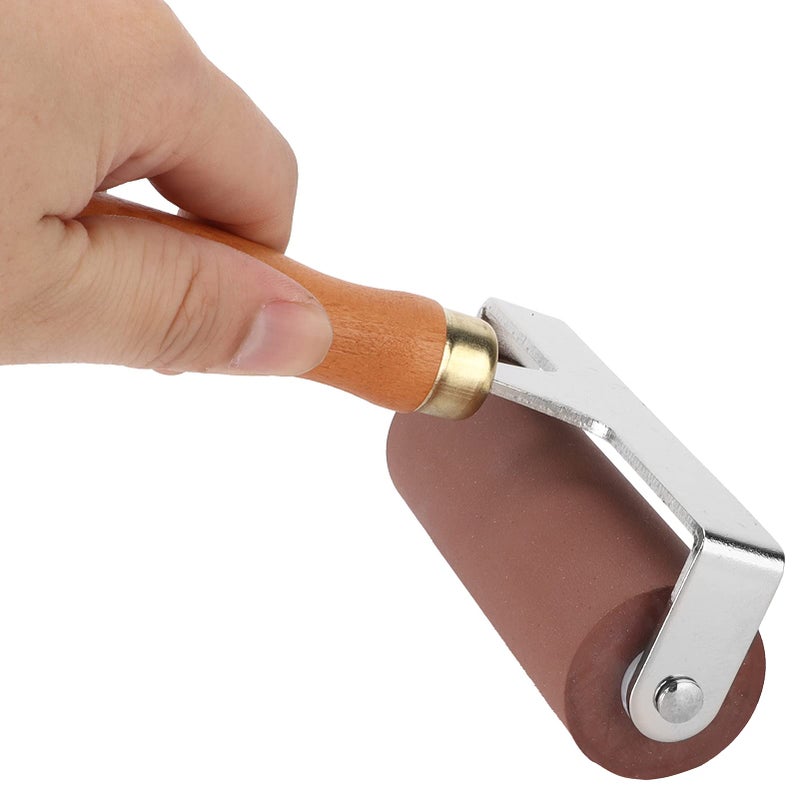 Rubber And Composite Wood Roller For Printmaking Scrapbooks High Elasticity Nonslip Handle - Image 3