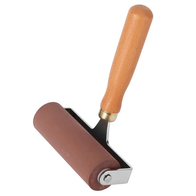 Rubber And Composite Wood Roller For Printmaking Scrapbooks High Elasticity Nonslip Handle - Image 2