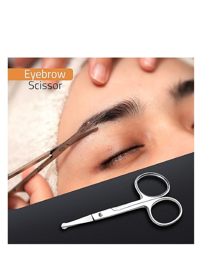 مقص شعر الوجه المنحني والدائري لقص اللحية والأنف والحواجب والرموش وشعر الأذن  مقص تقليم احترافي من الفولاذ المقاوم للصدأ باللون الفضي - Image 5