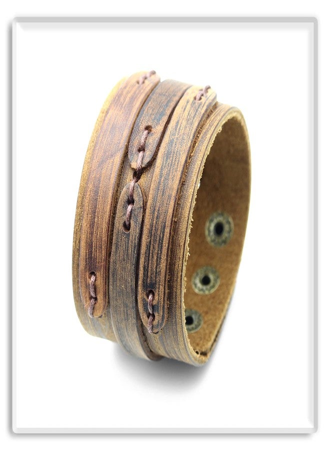 اكسوسامس سوار معصم عريض من الجلد بتصميم بانك روك من Xusamss (بني) - Image 5