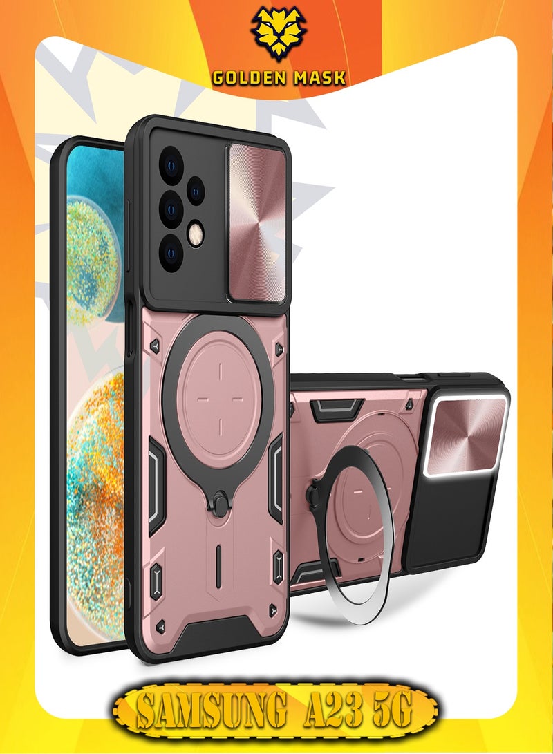 GOLDEN MASK GOLDEN MASK For Samsung Galaxy A23/A23 5G Armored Camera Shield Cover Camera Lend Protection, Built-in 360° (Rose Gold)