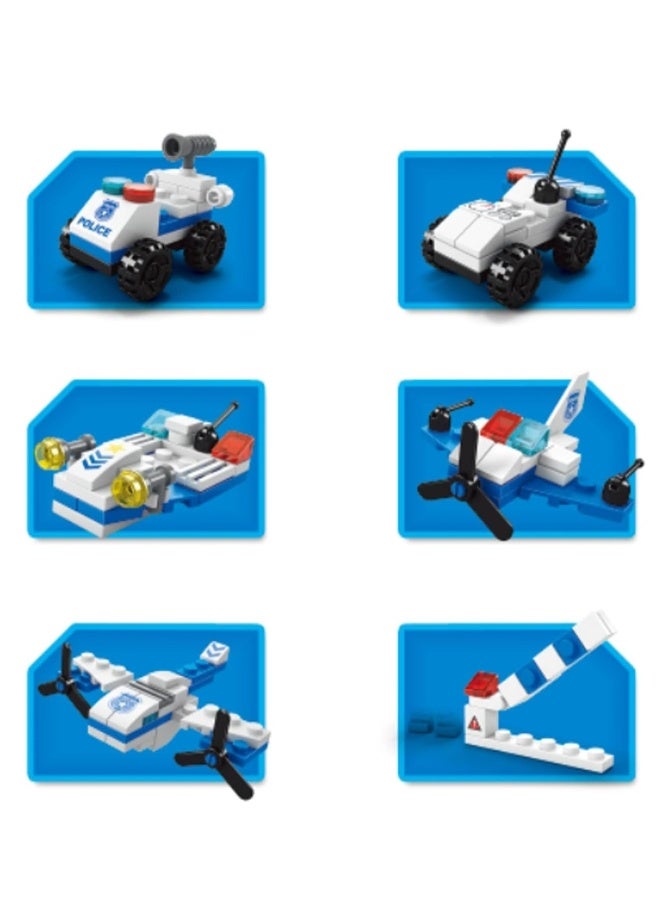 6 in 1 Police Special Operations Rescue Series Building Blocks Toys for Boys Ages 4+ Kids Gift Ideas Airborne Police Plane Toys 137pcs - Compatible with Other Building Block Toys  - Image 3