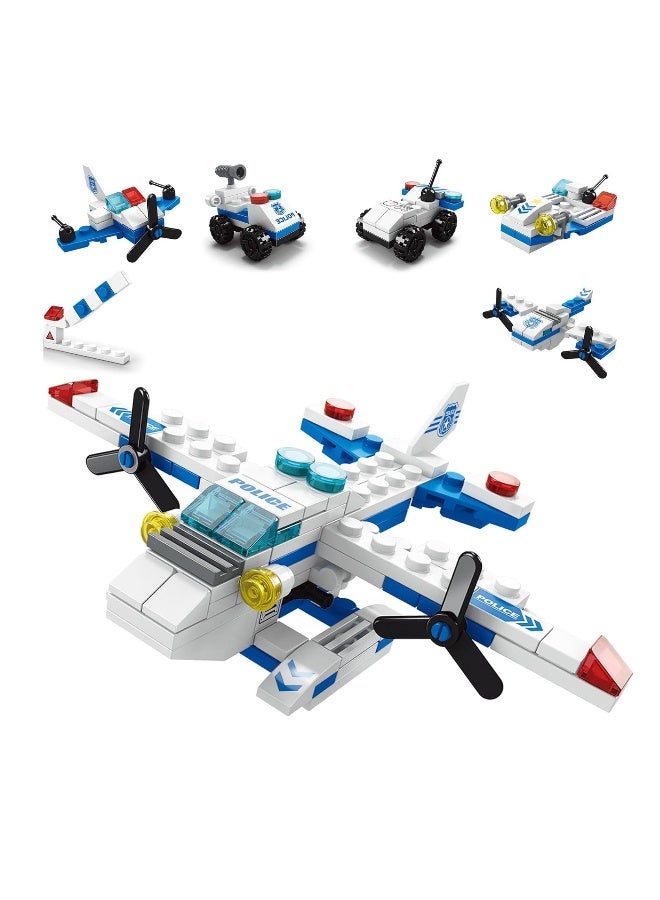 6 in 1 Police Special Operations Rescue Series Building Blocks Toys for Boys Ages 4+ Kids Gift Ideas Airborne Police Plane Toys 137pcs - Compatible with Other Building Block Toys  - Image 1