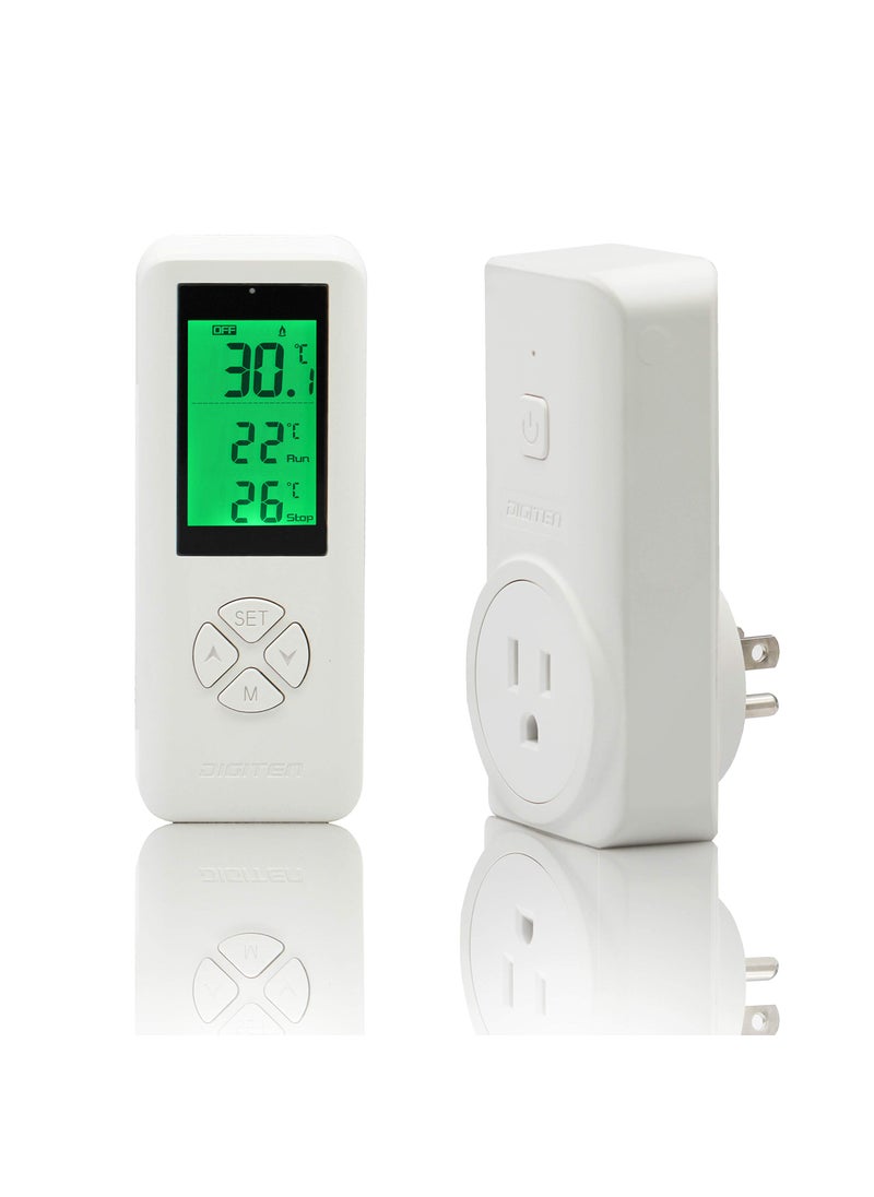 DIGITEN DIGITEN Wireless Thermostat Plug in Digital Temperature Controller Outlet Programmable Thermostat with Build-in Temperature Sensor Remote Control Greenhouse Thermostat Outlet Plug for Heater  - Image 1