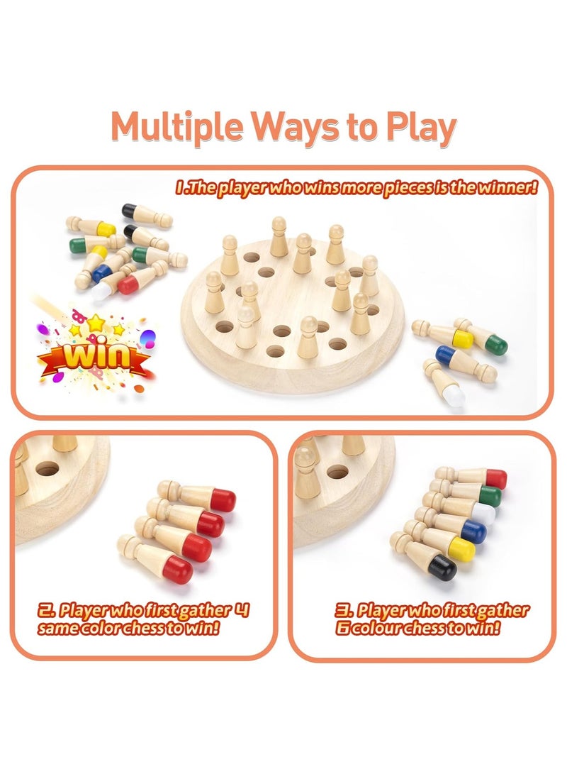Color Memory Chess, Funny Block Board Game, Wooden Memory Match Stick Chess Game, Parent-Child Interaction Toy, Brain Teaser for Boys and Girls Age  - Image 2