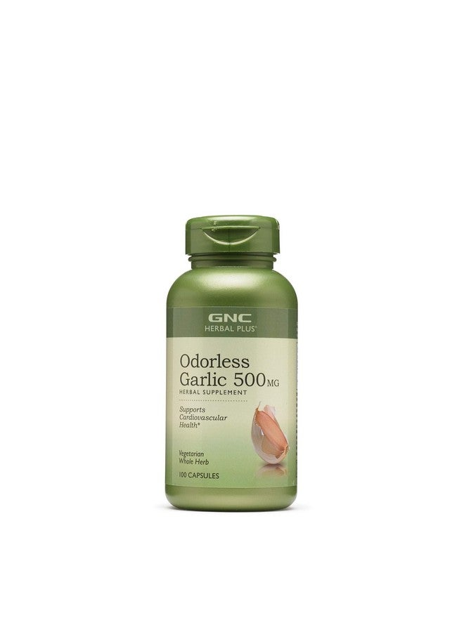 GNC Herbal Plus Odorless Garlic 500mg Supplement, Vegetarian, Supports Cardiovascular Health, 100 Servings - Image 1