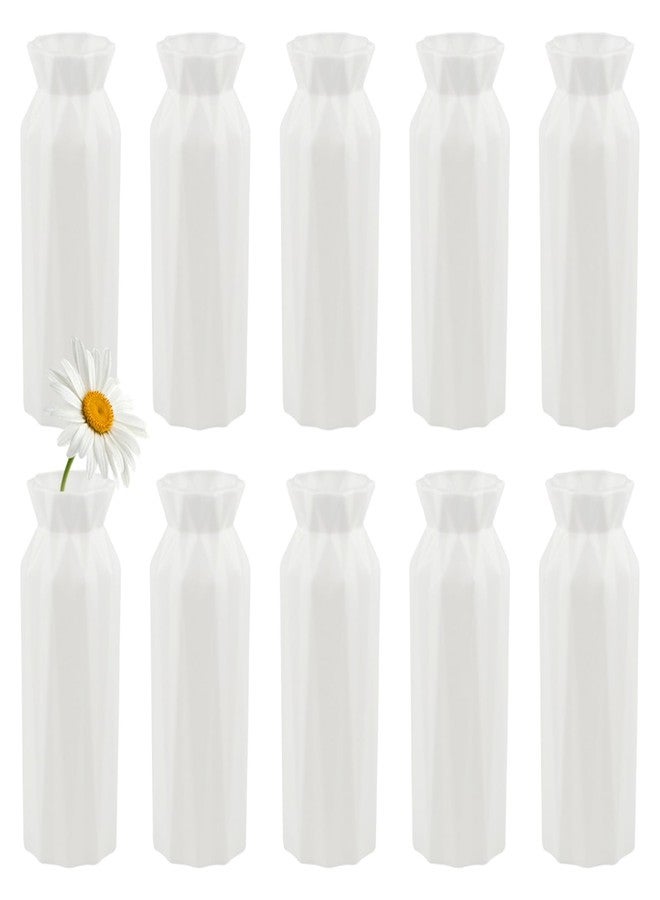 Haploon 10 Pack Plastic Vases Composite Plastic Flower Vase White Flower Vases White Small Tall Conic Floral Vase for Center Wedding Party Living Room Décor - Image 1