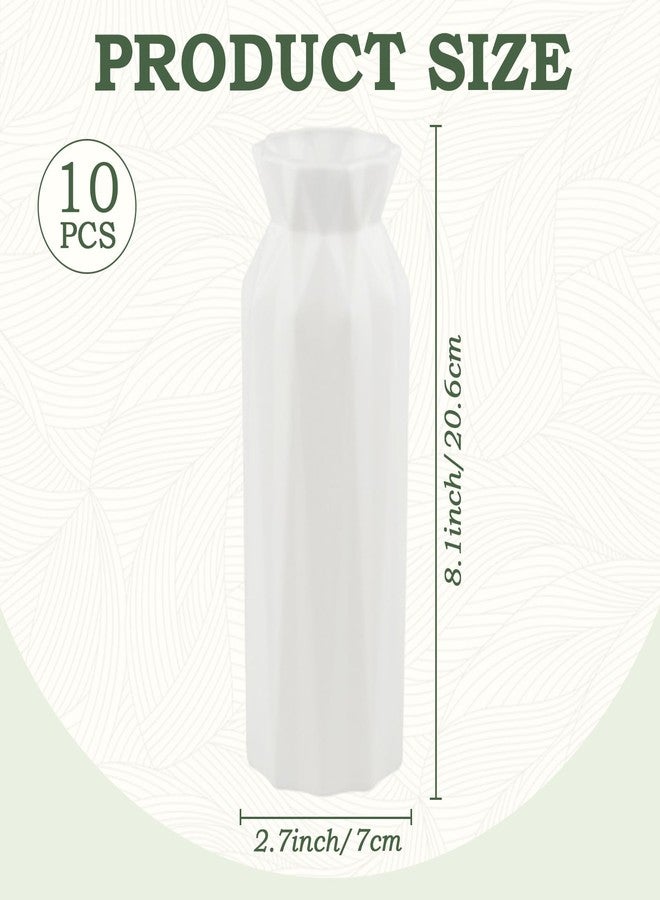 Haploon 10 Pack Plastic Vases Composite Plastic Flower Vase White Flower Vases White Small Tall Conic Floral Vase for Center Wedding Party Living Room Décor - Image 2