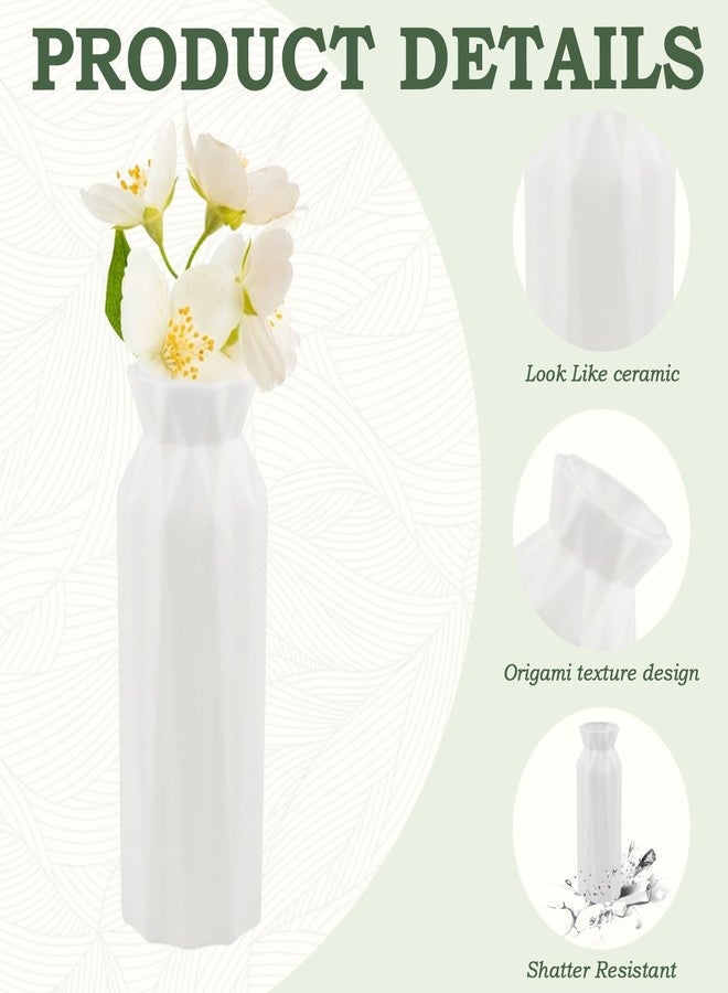 Haploon 10 Pack Plastic Vases Composite Plastic Flower Vase White Flower Vases White Small Tall Conic Floral Vase for Center Wedding Party Living Room Décor - Image 3