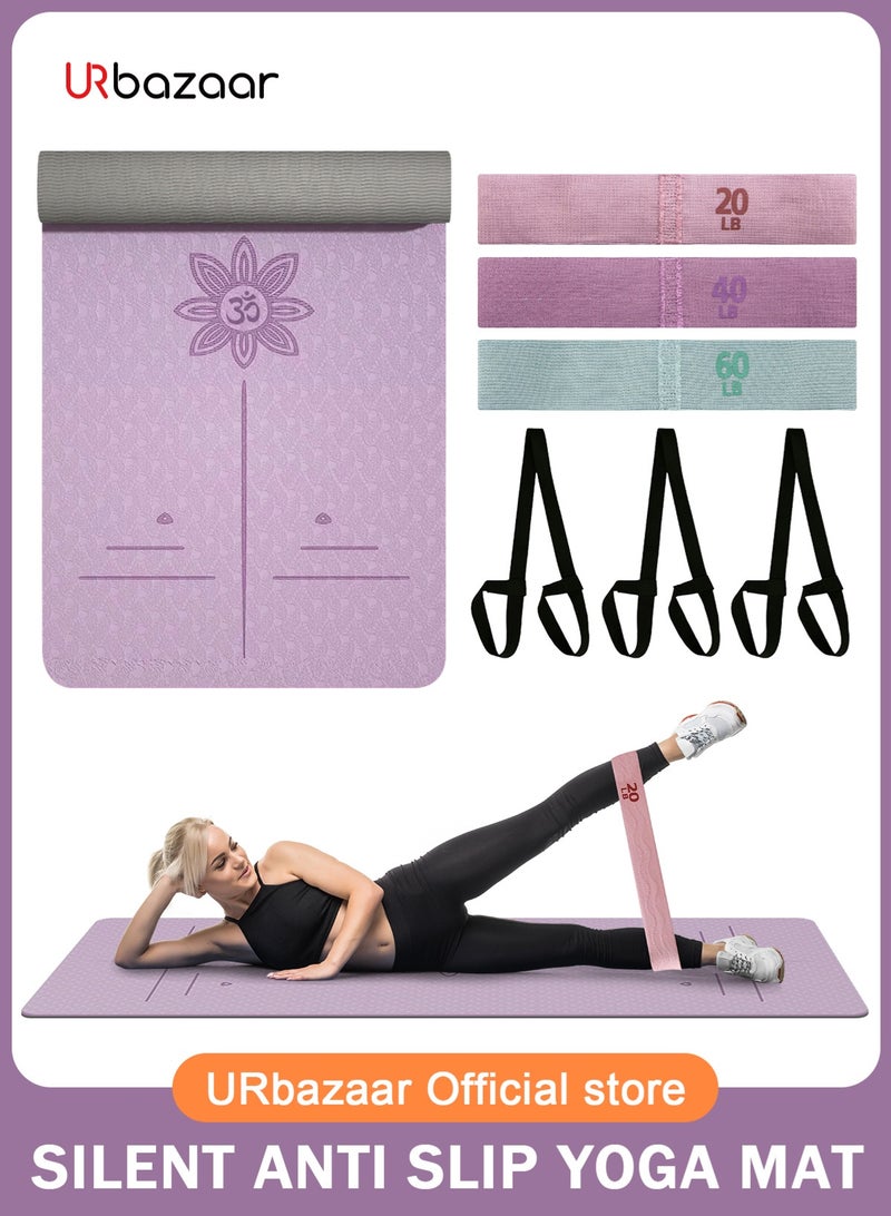 أوربازار مجموعة بساط يوغا للنساء تتضمن بساط يوغا مقاوم للمؤخرة لتمارين البيلاتس والسفر والمكتب - Image 1