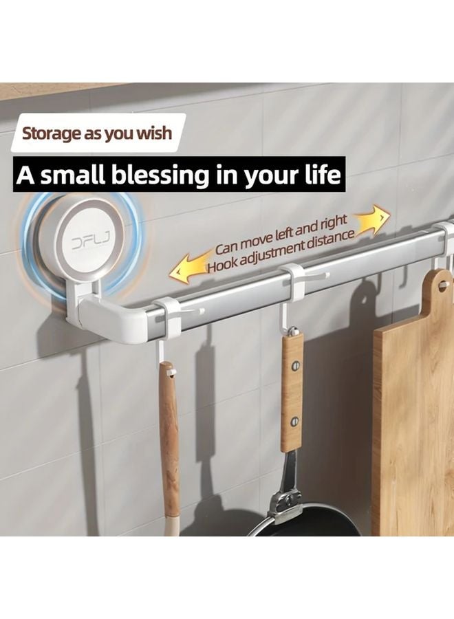 White Wall Mounted Organizer With 12 Hooks For Kitchen Utensils Space Saving - Image 5