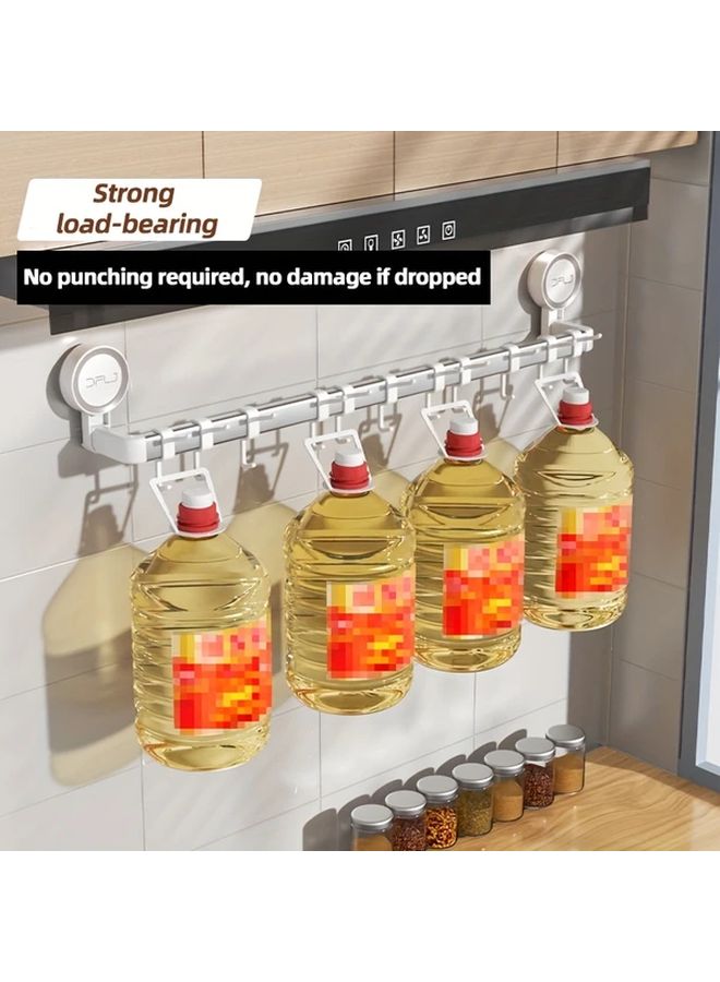 White Wall Mounted Organizer With 12 Hooks For Kitchen Utensils Space Saving - Image 2