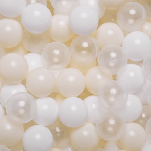 GOGOSO Ball Pit Balls Crush Proof NonToxic Plastic Balls Babies Kids Toy Bulk Pack 170pcs 22inchs WhiteBeigeClear - Image 1