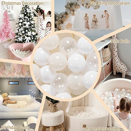 GOGOSO Ball Pit Balls Crush Proof NonToxic Plastic Balls Babies Kids Toy Bulk Pack 170pcs 22inchs WhiteBeigeClear - Image 5