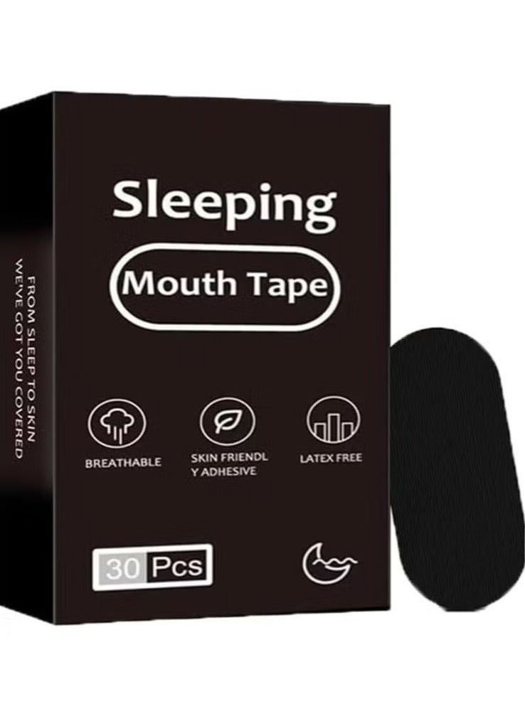30 Pcs Sleeping Mouth Tape, Comfortable & Breathable Mouth Tape, Say No to Snoring, Comfortable Sleep & Breathing (Black)