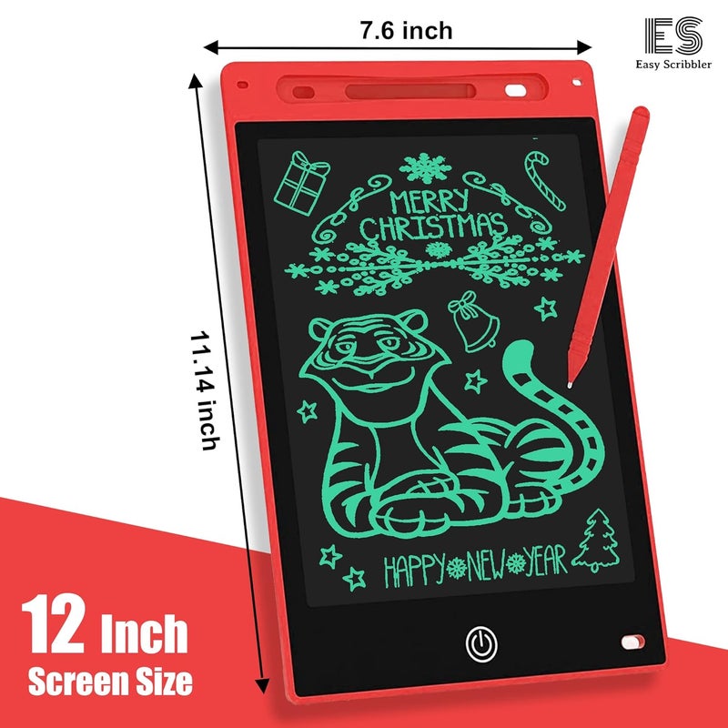 Easy scribbler 12 Inch LCD Writing Tablet with Stylus Pen, Electronic Colorful Screen Magic Slate Doodle Drawing Board Pad Scribbler Educational Learning Tool Birthday Gifts Girls Boys Kids, Red - Image 2