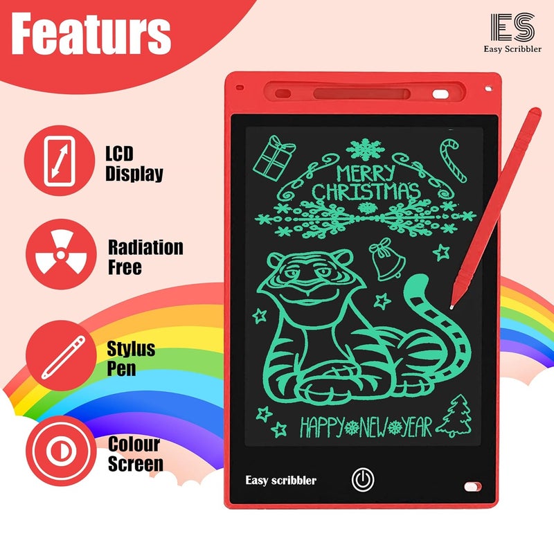 Easy scribbler 12 Inch LCD Writing Tablet with Stylus Pen, Electronic Colorful Screen Magic Slate Doodle Drawing Board Pad Scribbler Educational Learning Tool Birthday Gifts Girls Boys Kids, Red - Image 3