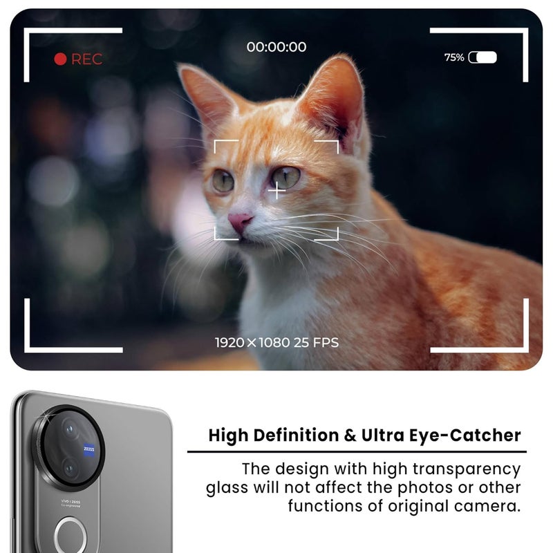 FIRST MART حماة عدسة الكاميرا لهاتف Vivo V50 و Vivo V50e (6.77 بوصة) غلاف حلقة عدسة من الألمنيوم الصلب HD، مقاوم للخدوش، حماية رقيقة للعدسة | أسود، عبوة واحدة - Image 4