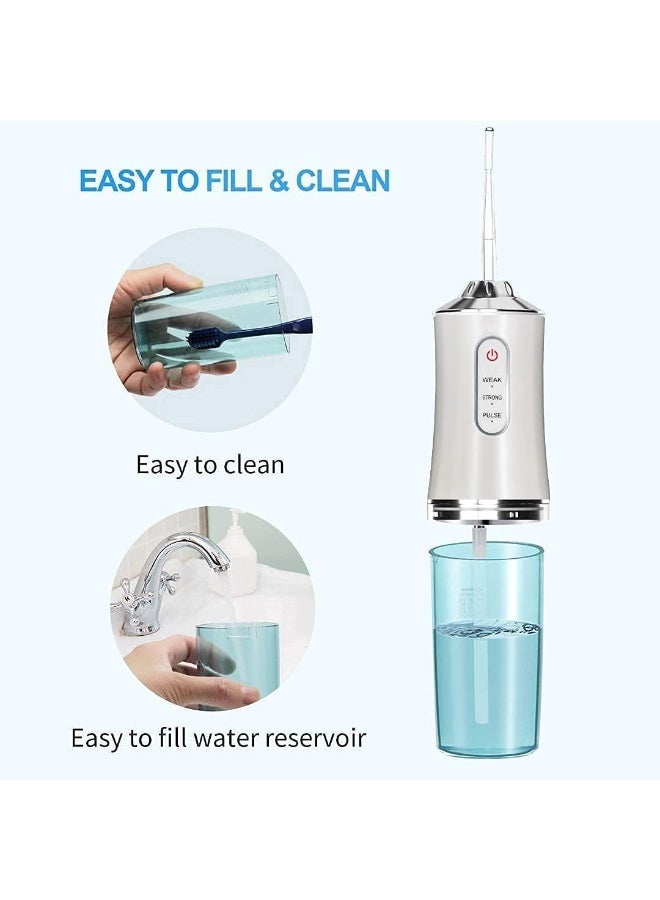Upgraded Water Flosser,USB Rechargeable 3 Modes,Waterproof and 6 Dental Jet Nozzles,Professional Cordless Dental Oral Irrigator,Braces Cleanner,220Ml Cleanable Water Tank,for Home and Travel (White) - Image 5