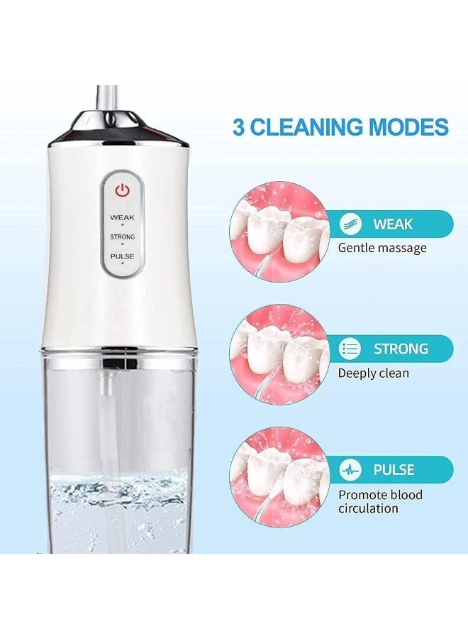 Upgraded Water Flosser,USB Rechargeable 3 Modes,Waterproof and 6 Dental Jet Nozzles,Professional Cordless Dental Oral Irrigator,Braces Cleanner,220Ml Cleanable Water Tank,for Home and Travel (White) - Image 4