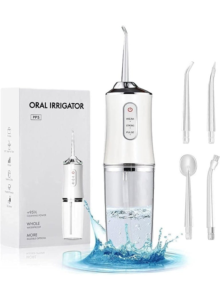 Upgraded Water Flosser,USB Rechargeable 3 Modes,Waterproof and 6 Dental Jet Nozzles,Professional Cordless Dental Oral Irrigator,Braces Cleanner,220Ml Cleanable Water Tank,for Home and Travel (White) - Image 1
