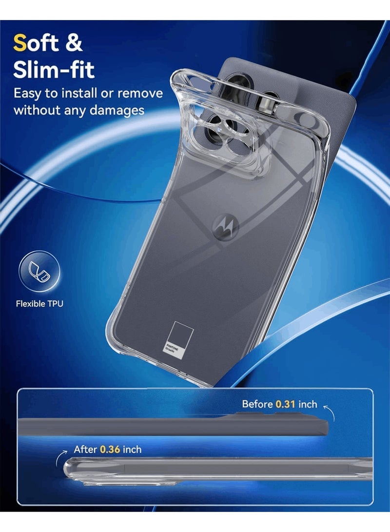 Aookay [1+2] Compatible with Motorola Moto G15 Case with Tempered Glass Screen Protector (2 Pack), Slim Shock Absorption TPU Soft Edge Bumper with Reinforced Corners Transparent Protective Cover (Clear) - Image 3