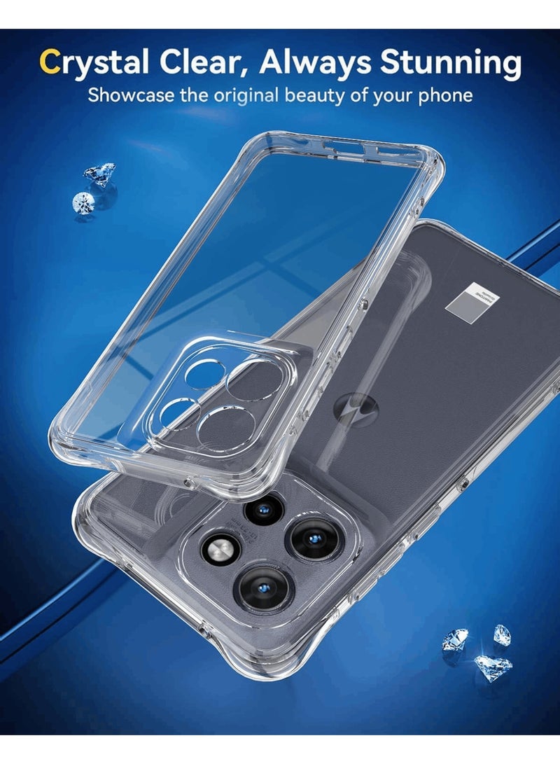 Aookay [1+2] Compatible with Motorola Moto G15 Case with Tempered Glass Screen Protector (2 Pack), Slim Shock Absorption TPU Soft Edge Bumper with Reinforced Corners Transparent Protective Cover (Clear) - Image 2