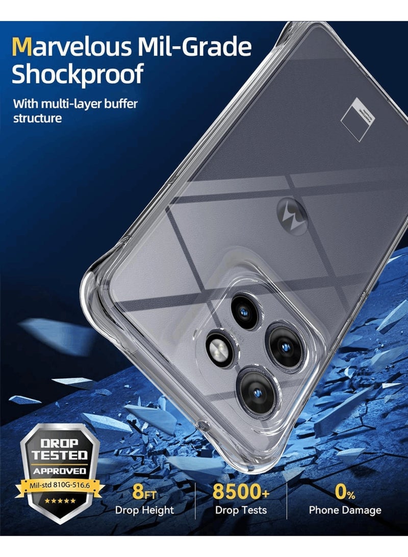 Aookay [1+2] Compatible with Motorola Moto G15 Case with Tempered Glass Screen Protector (2 Pack), Slim Shock Absorption TPU Soft Edge Bumper with Reinforced Corners Transparent Protective Cover (Clear) - Image 5