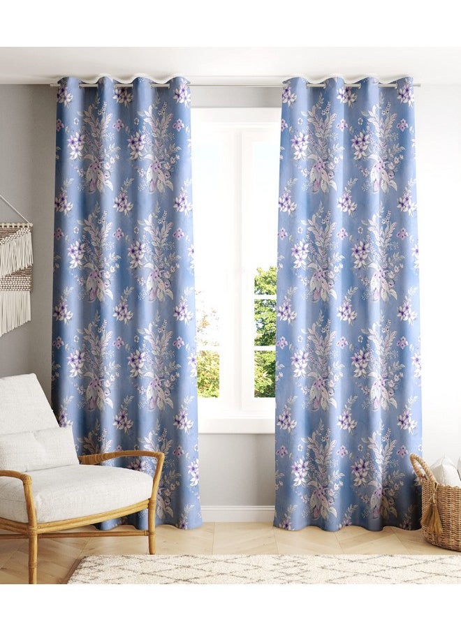 Lush Decor Lush Decor Digital Printed Floral Polyester Curtains for Window 6 feet Set of 2, Light Blue  - Image 1