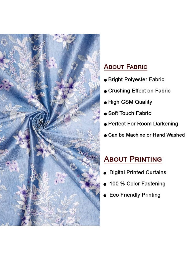 Lush Decor Lush Decor Digital Printed Floral Polyester Curtains for Window 6 feet Set of 2, Light Blue  - Image 4