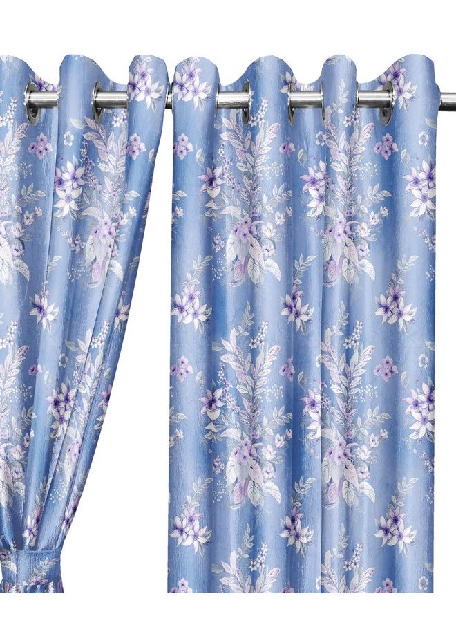 Lush Decor Lush Decor Digital Printed Floral Polyester Curtains for Window 6 feet Set of 2, Light Blue  - Image 3