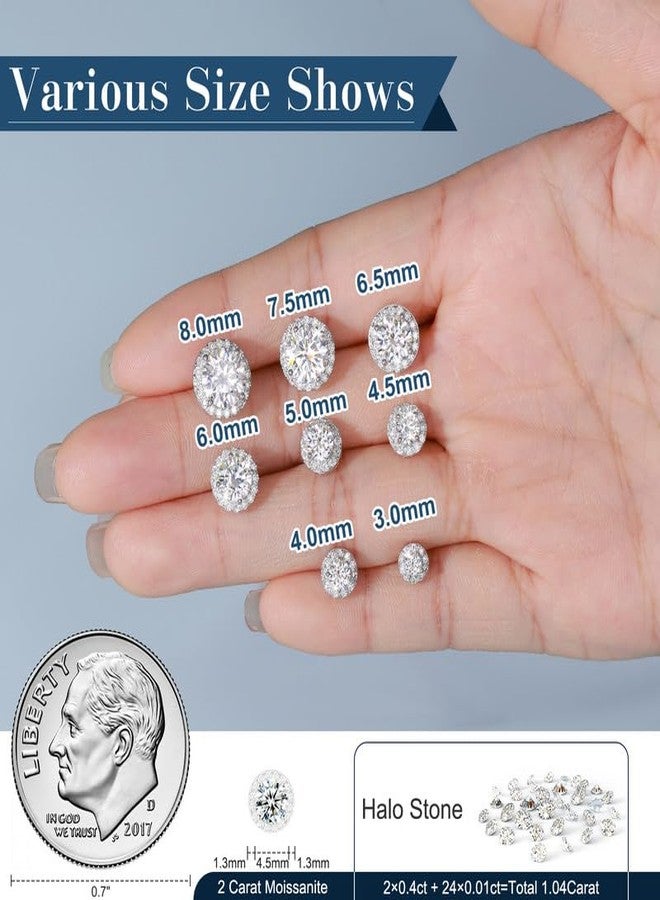 TUHE Moissanite Halo Earrings 0.2-4Carats(3-8mm) Moissanite Stud Earrings 18k Gold Over 925 Sterling Silver Earrings for Women Men D Color VVS1 Round Cluster Stud Push Back Ice Out Ear Studs, 0.8 Carats - Image 5