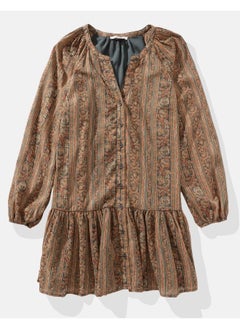 American Eagle Long-Sleeve Peasant Rffle Hem Dress  - Image 3