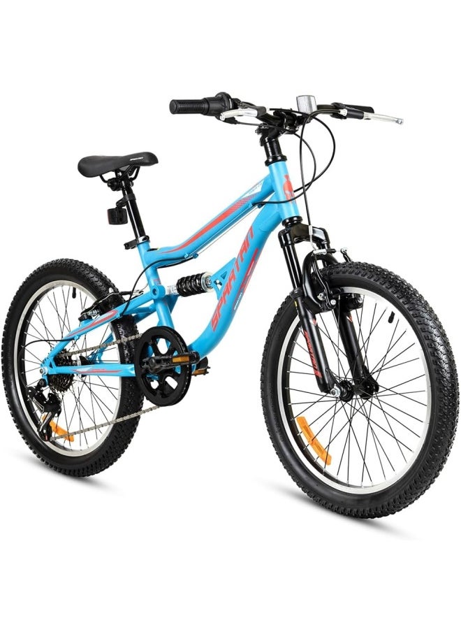 Spartan 20" Mach 2.0 Kids MTB Cobalt Turquoise - Dual Suspension, Wanda Tyres, Shimano Groupset, For Kids Ages 8 to 10  - Image 1