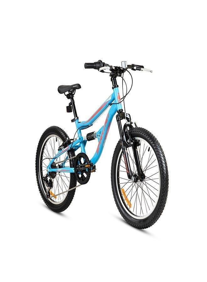 Spartan Mach 20-Inch Kids Mountain Bike | 20 Inch Wheel Size | 7-Speed Shimano Gear | Adjustable Seat | Turquoise Color - Image 2