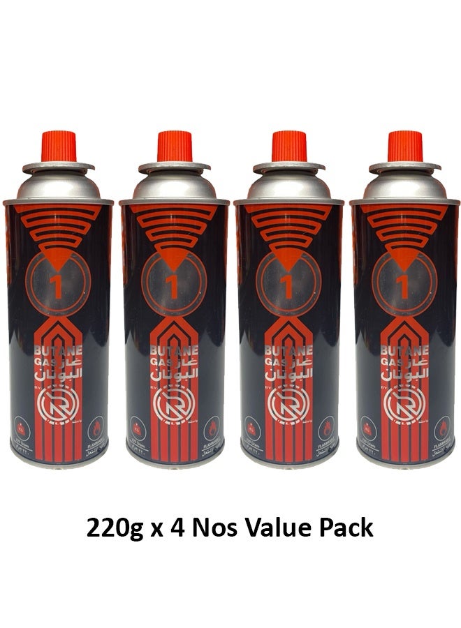 GO2CAMPS 4-Piece 220g Value Pack Butane Gas Cartridge