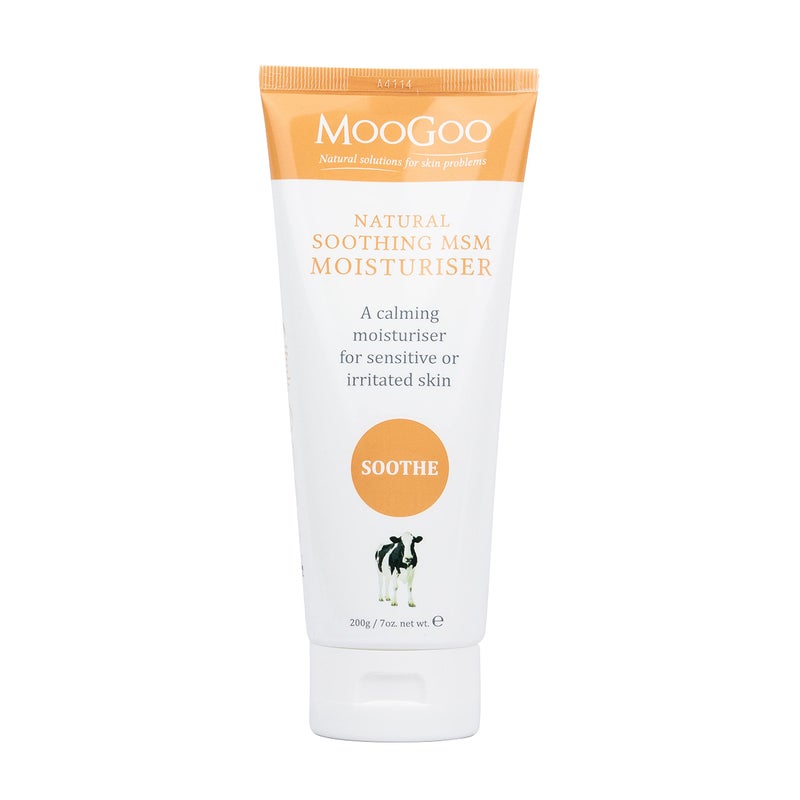 MooGoo Soothing MSM Moisturiser - Calming Face & Body Moisturiser for Sensitive, Red or Sunburnt, Irritated Skin Including Eczema, Psoriasis & Rosacea, For All Ages Including Children, 200g / 7oz. - Image 1