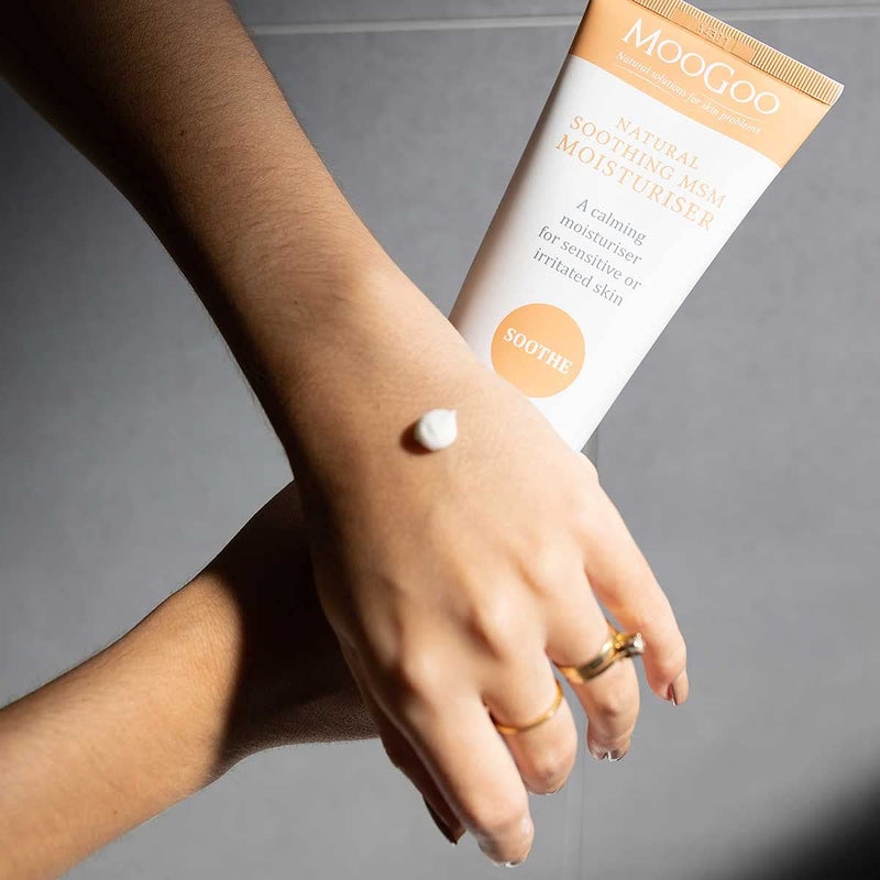 MooGoo Soothing MSM Moisturiser - Calming Face & Body Moisturiser for Sensitive, Red or Sunburnt, Irritated Skin Including Eczema, Psoriasis & Rosacea, For All Ages Including Children, 200g / 7oz. - Image 4