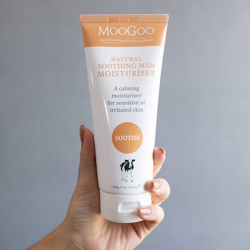 MooGoo Soothing MSM Moisturiser - Calming Face & Body Moisturiser for Sensitive, Red or Sunburnt, Irritated Skin Including Eczema, Psoriasis & Rosacea, For All Ages Including Children, 200g / 7oz. - Image 3